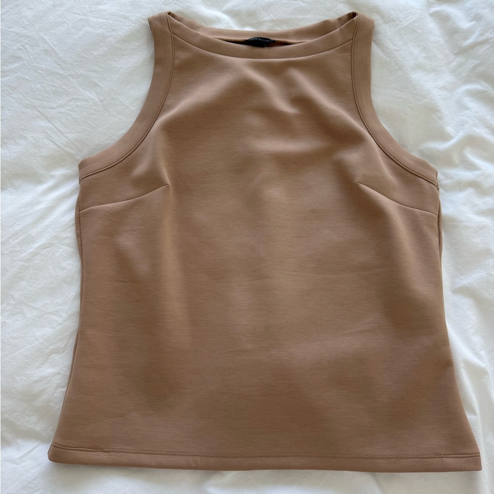Ann Taylor Taupe Crewneck Sleeveless Tank